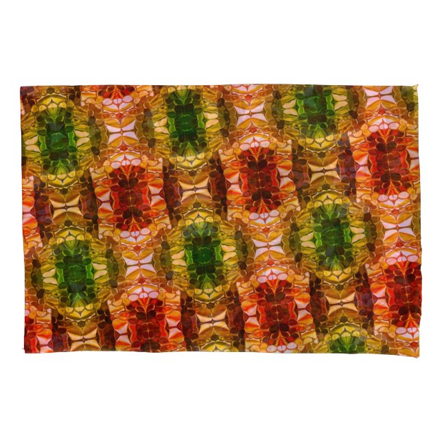 Funda De Cojín El dibujo redondeado genera formas rojas, verdes y (Anverso)