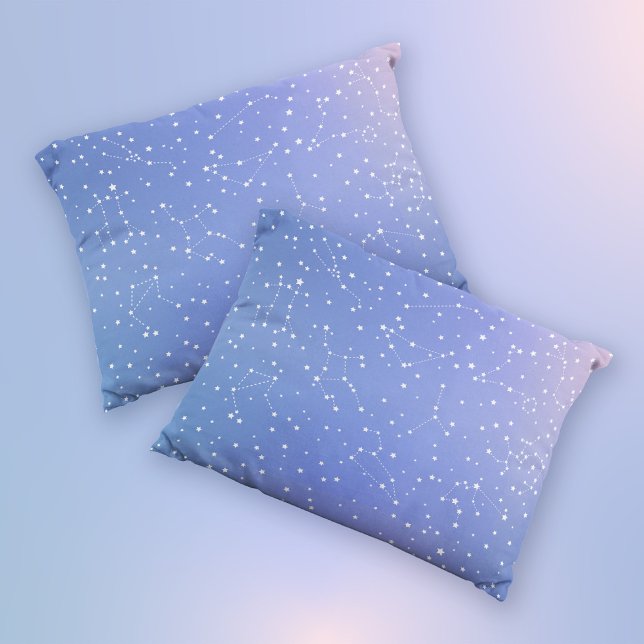 Funda De Cojín El espacio rosa azul Girly Stars Astrología (Mockup of 2 pillows)