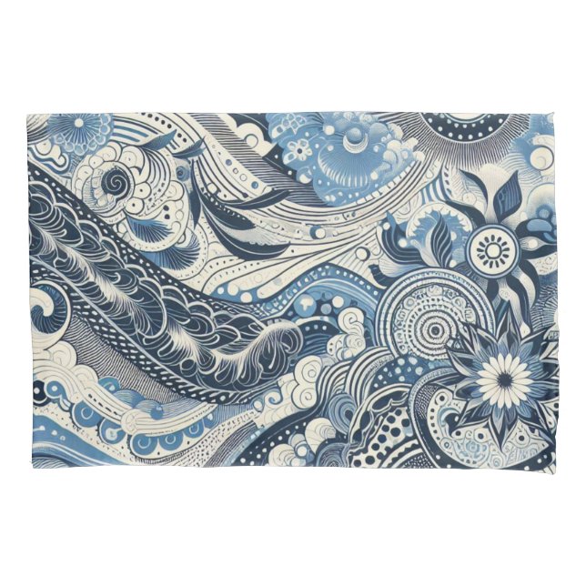 Funda De Cojín El estudio en casa Indigo Bloom  (Anverso)