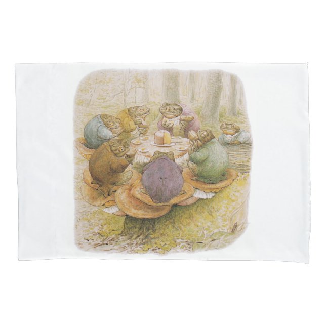 Funda De Cojín El Fiesta del té de las toads (por Beatrix Potter) (Anverso-izquierdo)