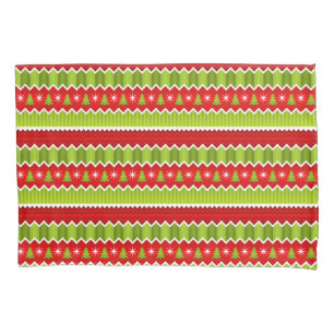 Funda De Cojín El navidad rojo y Chevron verde raya el modelo