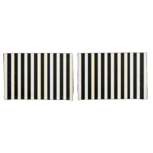 Funda De Cojín El oro negro, blanco elegante rayó el sistema de