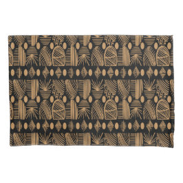 Funda De Cojín El paño tribal caribeño: negro, oro