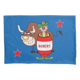 Funda De Cojín El payaso y Bull del rodeo personalizan la caja de