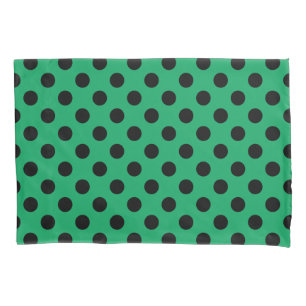 Funda De Cojín El polka negro se pone en verde fresco