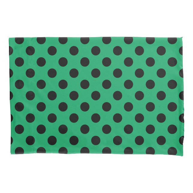 Funda De Cojín El polka negro se pone en verde fresco (Anverso)