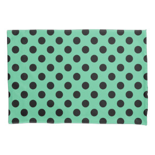 Funda De Cojín El polka negro se pone verde a la menta