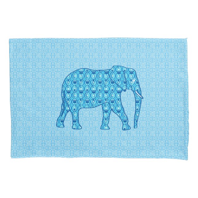 Funda De Cojín Elefante de flores de Lotus - turquesa (Anverso)