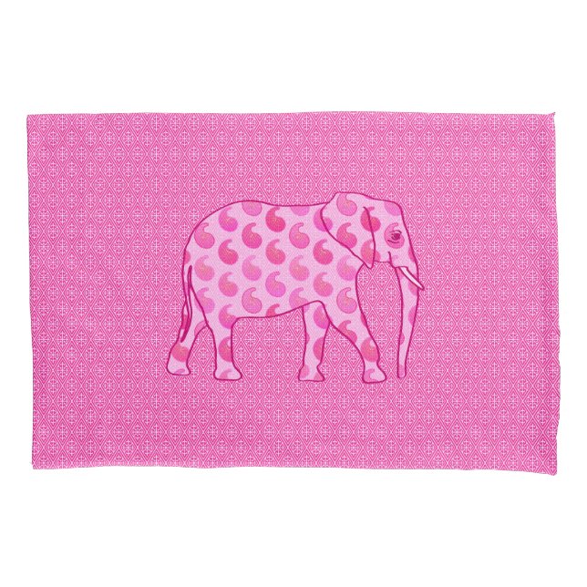 Funda De Cojín elefante de paisley - rosa hielo y fucsia (Anverso)