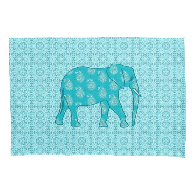 Funda De Cojín Elefante paisley - turquesa y aqua (Anverso)