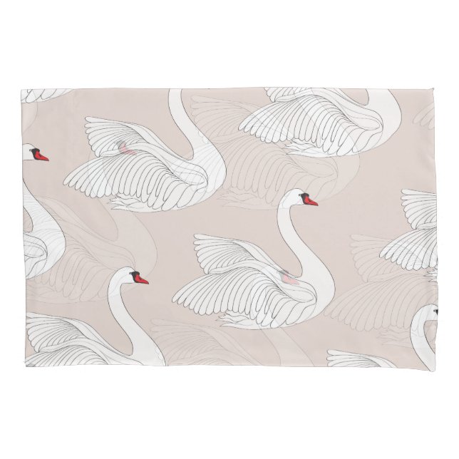 Funda De Cojín Elegancia Cisne: Patrón Blanco Ornamental. (Anverso)