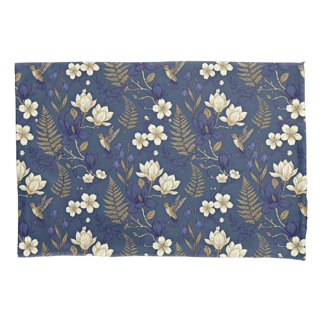 Funda De Cojín Elegant blue and beige floral (Anverso)