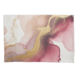 Funda De Cojín Elegant Burgundy and Gold Watercolor Art