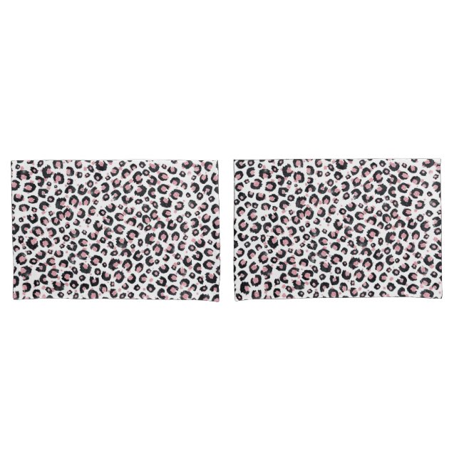 Funda De Cojín Elegant Rose Gold Black Leopard Pattern (Anverso - Set)