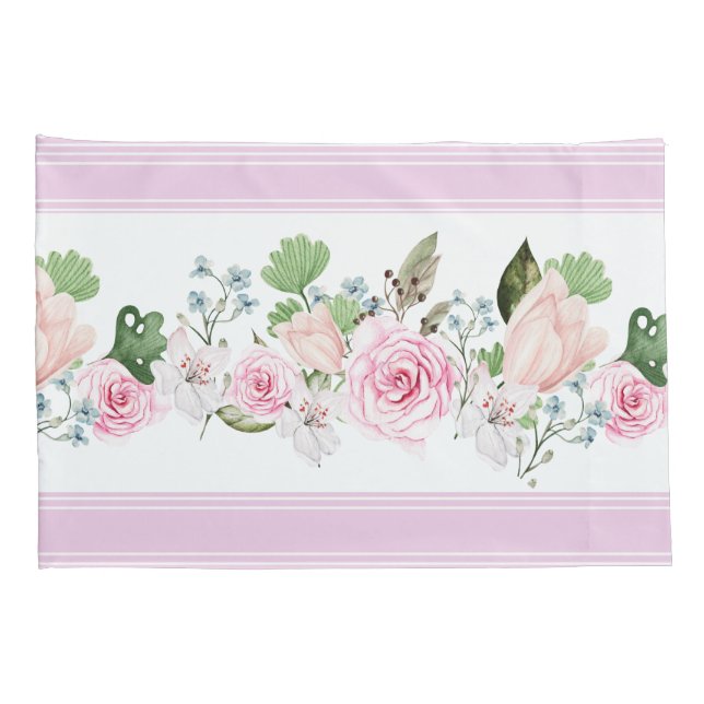 Funda De Cojín Elegante acuarela Floral Set de almohadas (Reverso-derecho)
