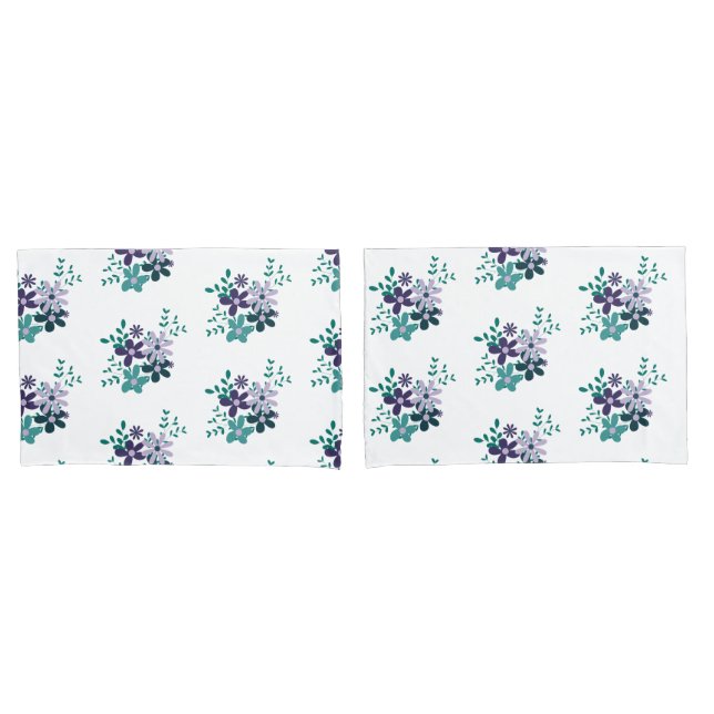 Funda De Cojín Elegante acuario floral verde violeta violeta (Anverso - Set)
