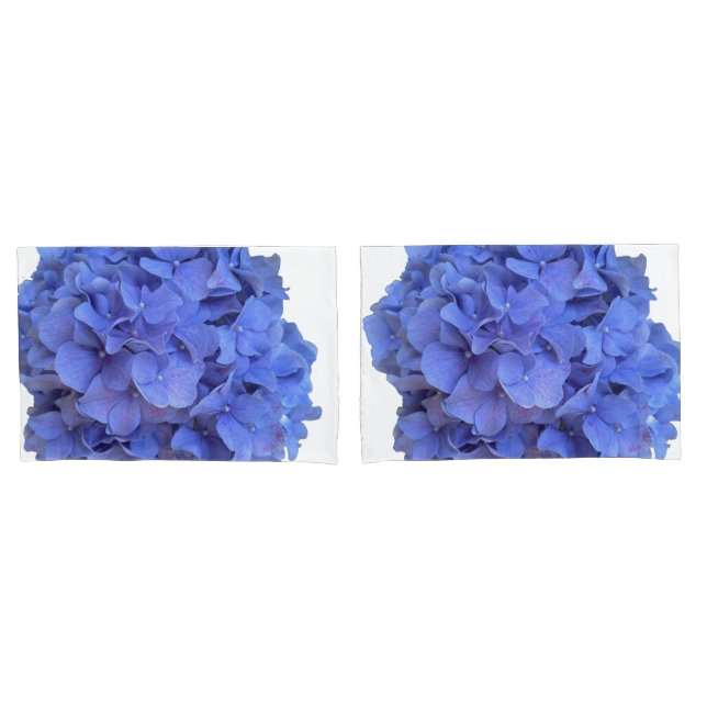 Funda De Cojín Elegante azul Hydrangeas flores púrpura (Anverso - Set)