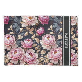 Funda De Cojín Elegante bienvenida Rubor Pink Peony Floral Name