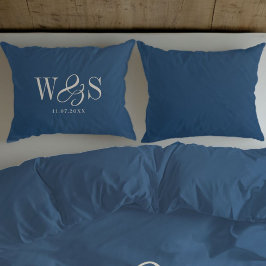 Funda De Cojín Elegante boda inicial azul marino