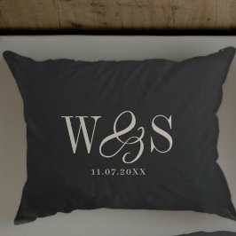 Funda De Cojín Elegante boda inicial negra 