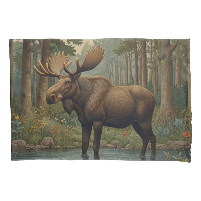 Funda De Cojín Elegante bosque vintage moose boho woodland (Anverso-izquierdo)