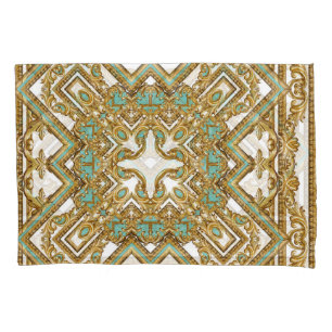 Funda De Cojín Elegante diseño barroco dorado, ornamental.