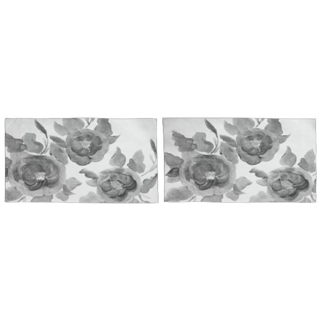 Funda De Cojín Elegante Diseño Floral En Grises (Reverso-Set)