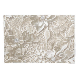 Funda De Cojín Elegante encaje beige con diamante