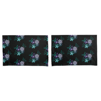 Funda De Cojín Elegante floral aqua verde violeta púrpura Oscuro 