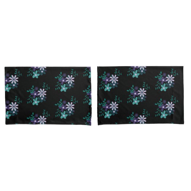 Funda De Cojín Elegante floral aqua verde violeta púrpura Oscuro  (Anverso - Set)