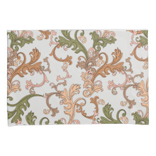 Funda De Cojín Elegante fondo victoriano boho vintage con hojas