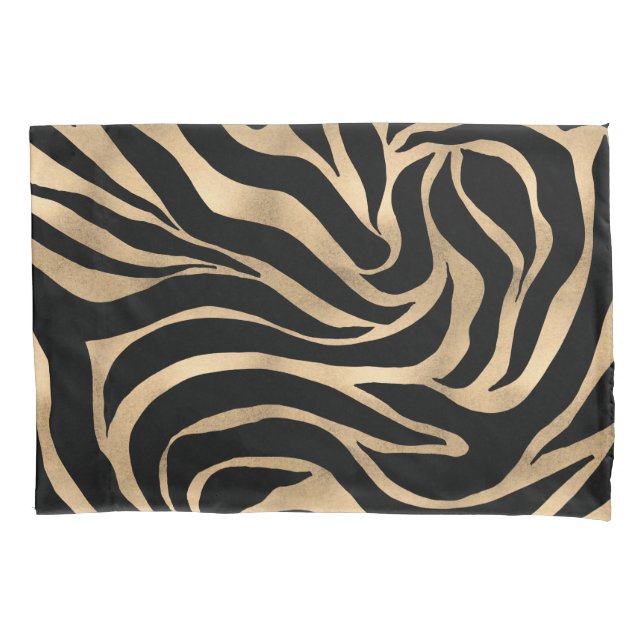 Funda De Cojín Elegante metal dorado Zebra Black Animal Print (Anverso-izquierdo)