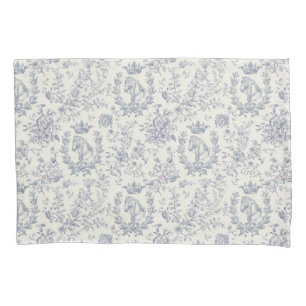 Funda De Cojín Elegante Moda Clásica Azul Beige Híbrido Ecuestre