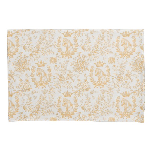 Funda De Cojín Elegante Moda Elegante Oro Beis Hogar Ecuestre (Anverso)