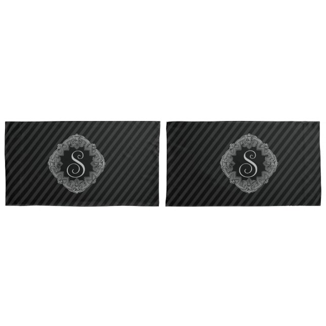 Funda De Cojín Elegante, monograma inicial (Anverso - Set)