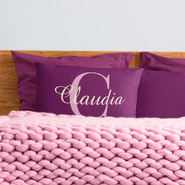 Funda De Cojín Elegante Monograma Rosa