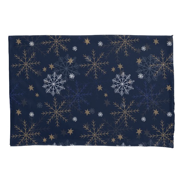 Funda De Cojín Elegante patrón de copo de nieve Azul oscuro (Anverso)