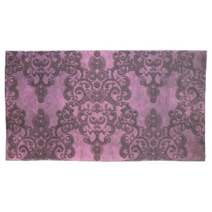 Funda De Cojín Elegante patrón de damasco púrpura rústico angusti