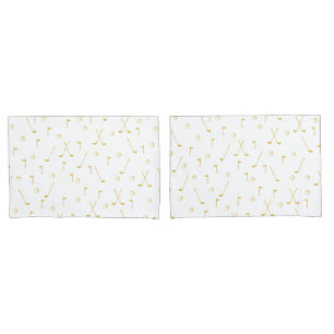 Funda De Cojín Elegante Patrón de Golf de Oro Moderno Golfer Blan