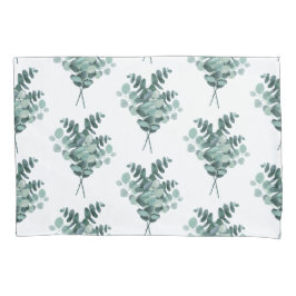 Funda De Cojín Elegante patrón Eucalyptus Estándar Verde Blanco