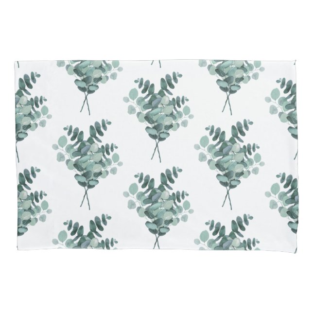 Funda De Cojín Elegante patrón Eucalyptus Estándar Verde Blanco (Anverso-izquierdo)