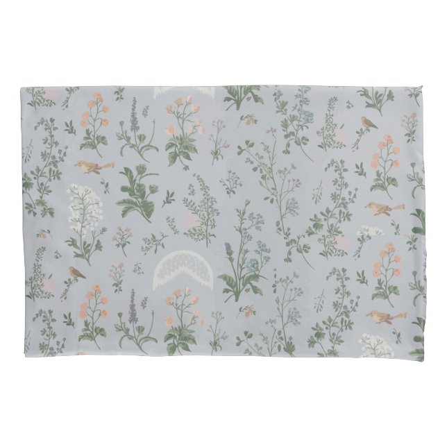 Funda De Cojín Elegante patrón floral de aves (Anverso)