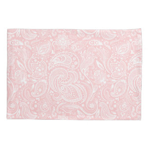 Funda De Cojín Elegante patrón floral de cachemira blanco y rosa