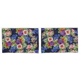 Funda De Cojín Elegante Patrón Floral Foliage azul amarillo rosad