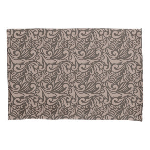 Funda De Cojín Elegante patrón floral marrón sobre fondo rosa cla