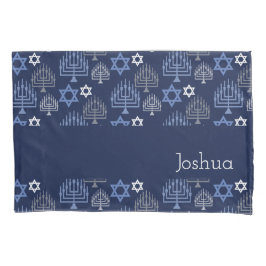 Funda De Cojín Elegante patrón Hanukkah Menorah Blue Holiday