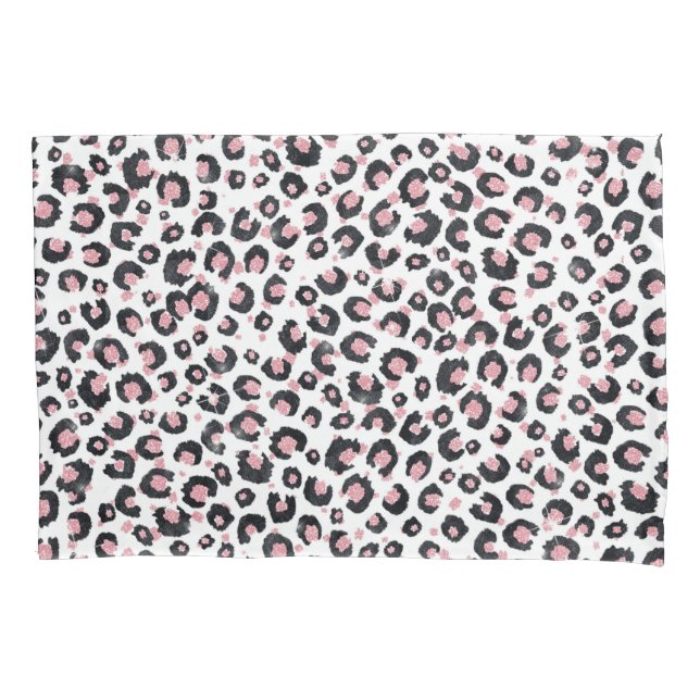 Funda De Cojín Elegante patrón Rosa Oro Leopardo Negro (Anverso)