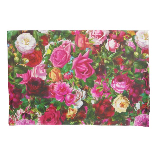 Funda De Cojín Elegante Rosa floral vintage (Anverso)