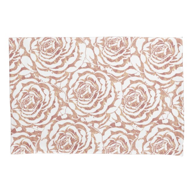 Funda De Cojín Elegante rosa romántico rosa de oro imagen de patr (Anverso)