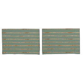 Funda De Cojín Elegante Sage Green Gold Stripe